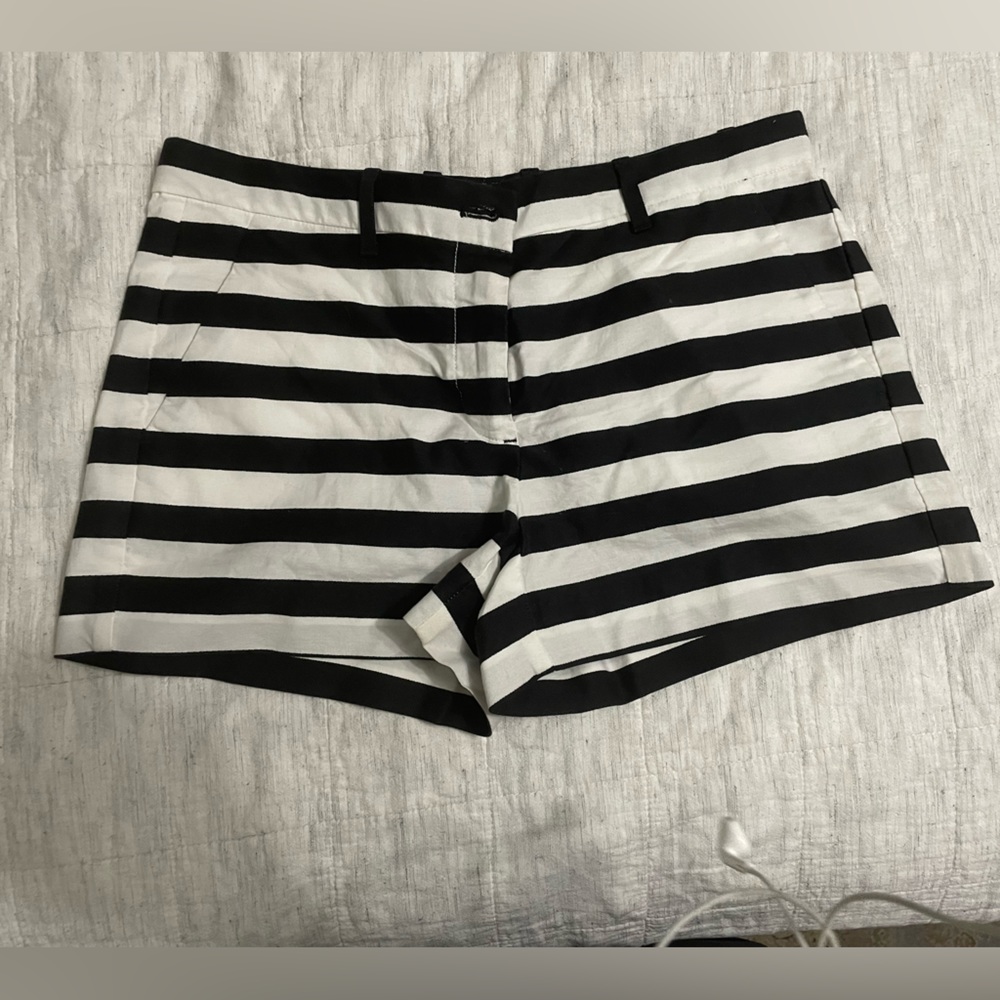 Black and white striped shorts